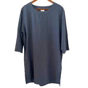 Dr. Flax Linen Dress In Slate Blue Size S/M